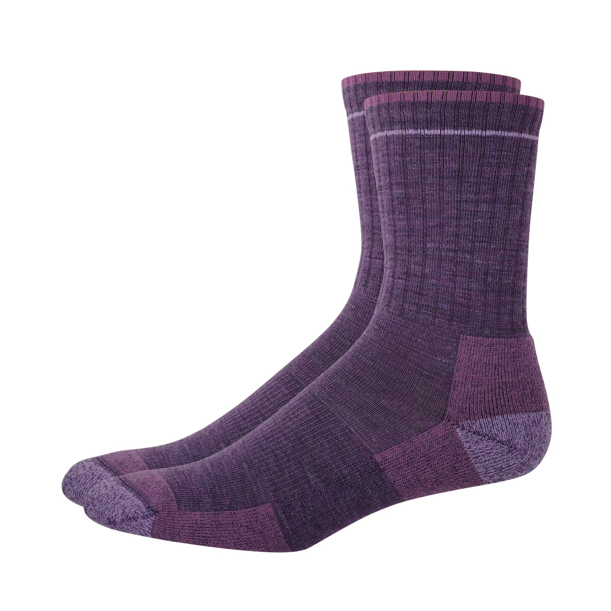 Pair of purple merino wool casual socks. 