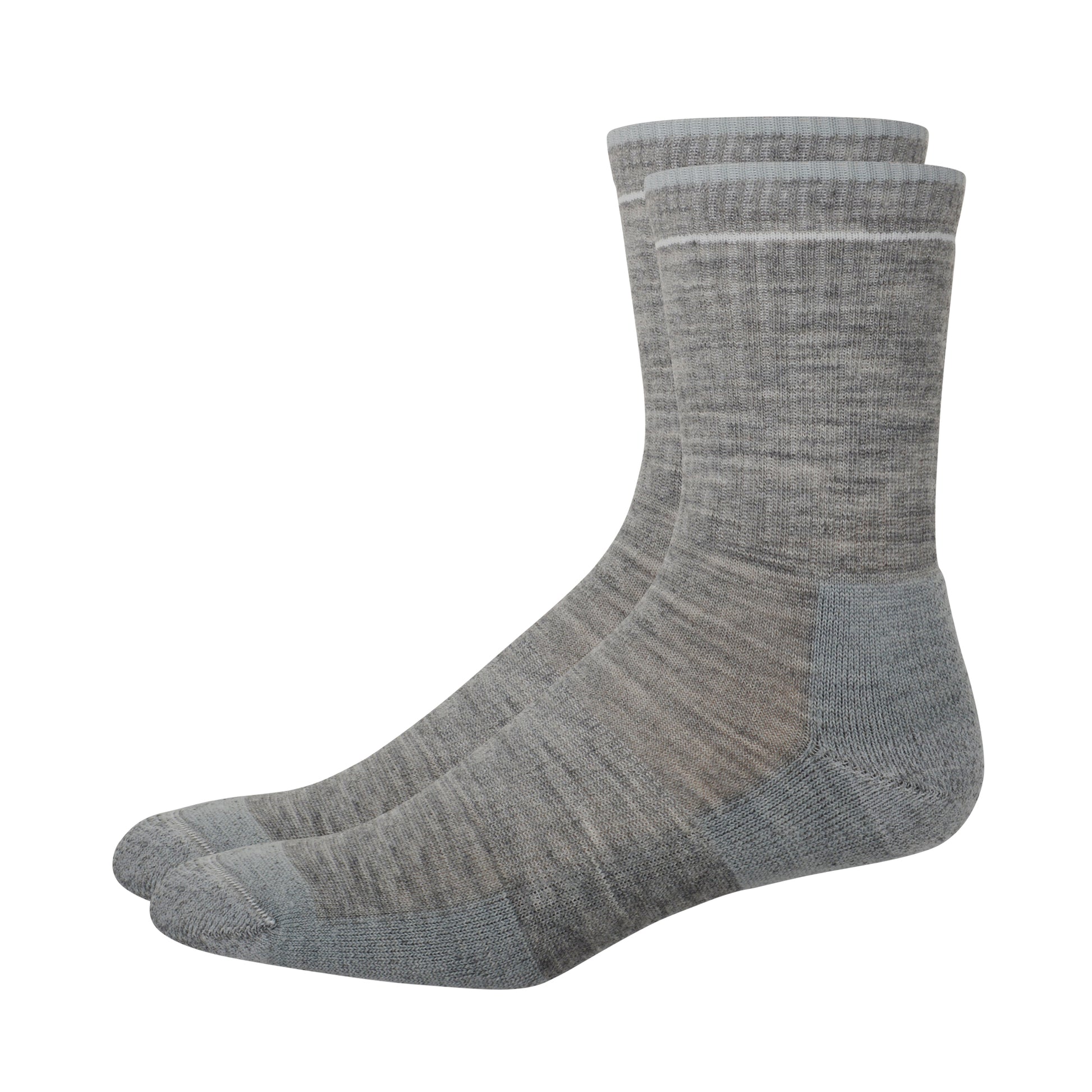 Pair of gray merino wool outdoor socks. 